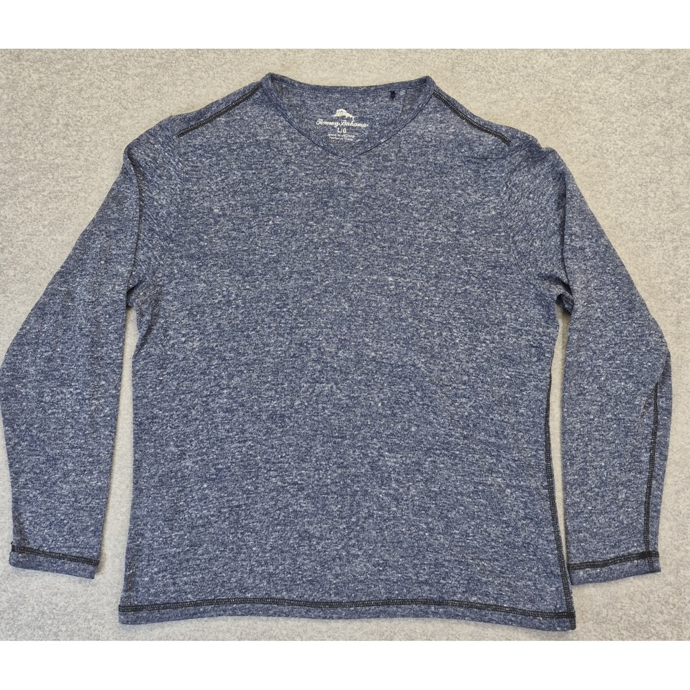 Tommy Bahama Sweatshirt Mens Large Blue Gray Marl Fleece Pullover Crewneck Soft